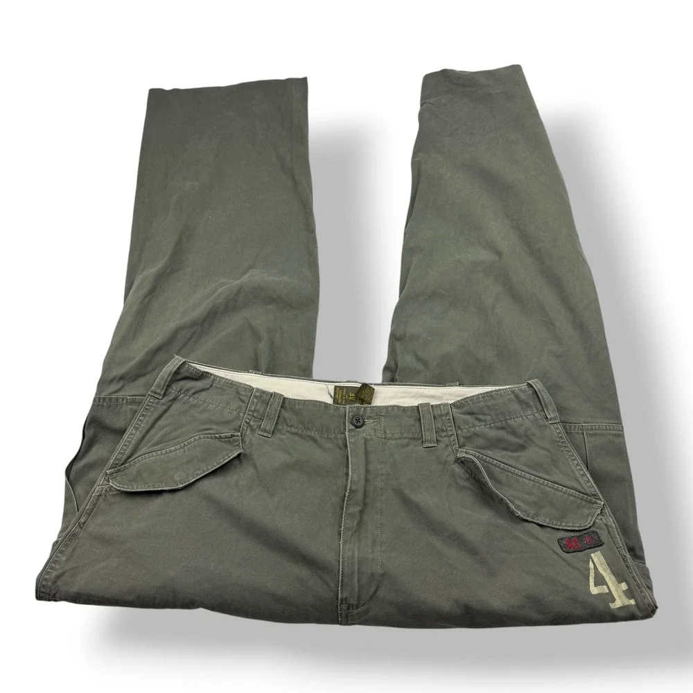 American‎ Eagle Mens Cargo Pants 36x33 Olive Green Distressed Military Cotton
